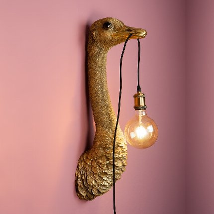 Wand Lamp Struisvogel, goud