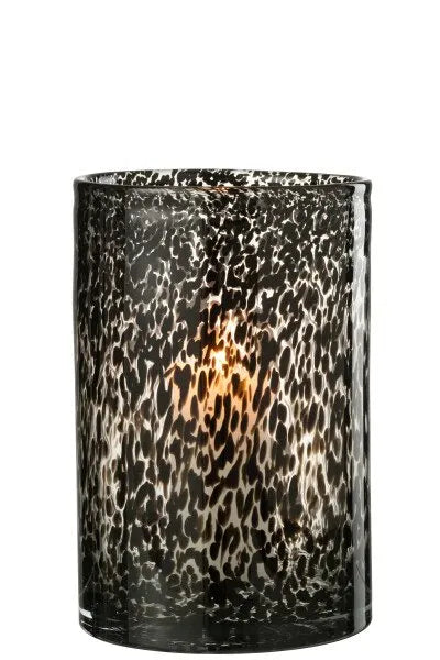leopard Glas Zwart Large