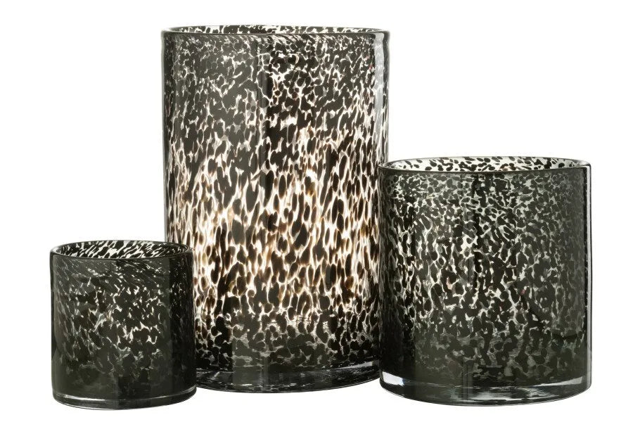 leopard Glas Zwart Large