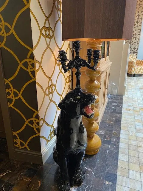 Beeld luipaard kandelaar 108cm Hoog