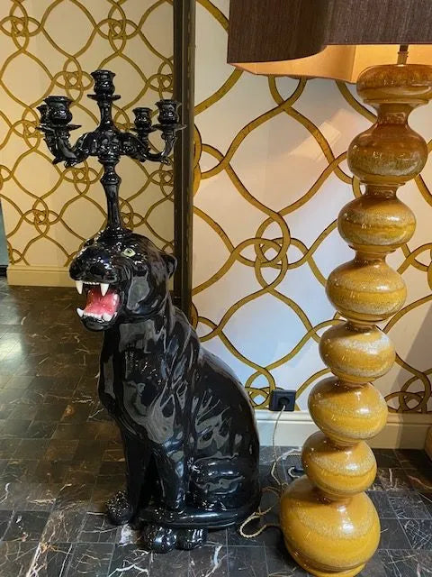 Beeld luipaard kandelaar 108cm Hoog